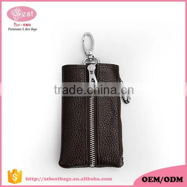Multifunctional Genuine Leather Keychains Pouch Bag Card Holder Key Ring Wallet photo-5