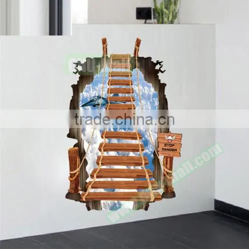 3D Creative Broken Wall Effect Stairway Pattern PVC Wall Sticker photo-2