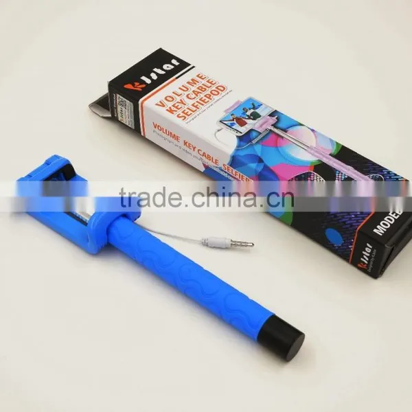 2015 Best Selling Foldable Extendable Mini Selfie Stick New Cable Take Pole Selfie Stick,wired Selfie Stick photo-3