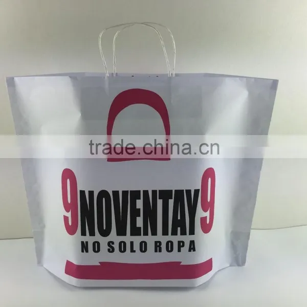 2016 New White Kraft Paper Bag With Twisted Handles