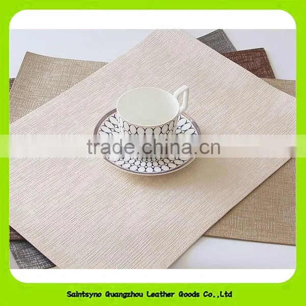 High Quality Faux Leather 4 Rectangle Coaster Set With Embossing Pattern 16022 photo-4