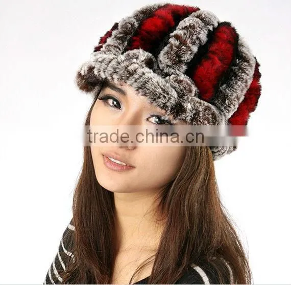 2013 women's leather strawhat rex rabbit hair hat autumn and winter warm hat cap