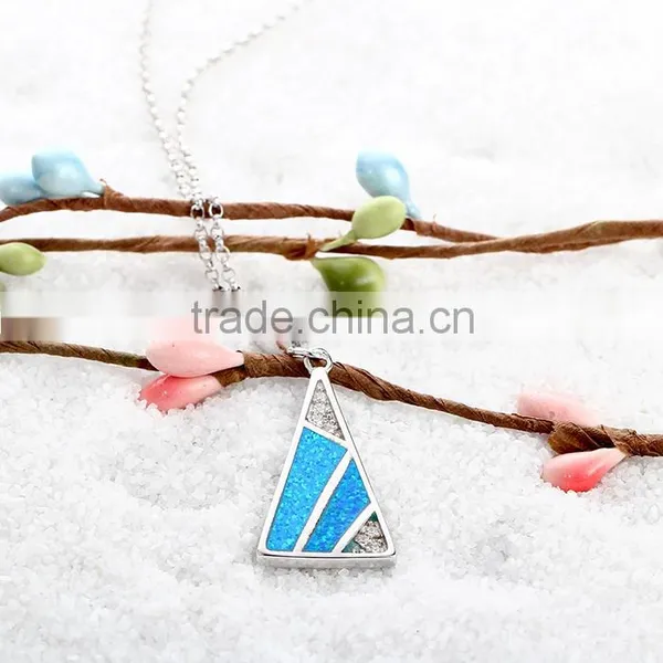 2016 Latest Design Triangle Opal 925 Silver Pendant Necklace photo-2