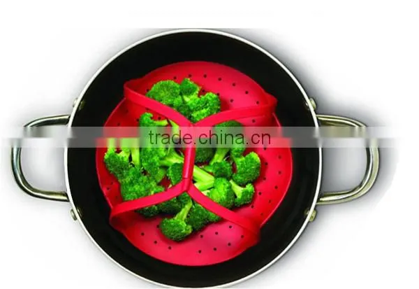Non Stick Microwave Silicone Vegetable Steamer Basket Insert Cooking Pot photo-6