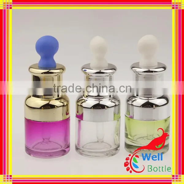 Shoulder Glass Dropper Beard Balm Bottle Gold Silver Lid GSB-0011R