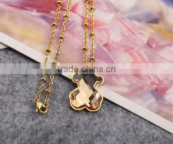 Champagne !Charming ! Fashion Design ! Latest Gold Chain Big Stone Bear Necklace photo-6