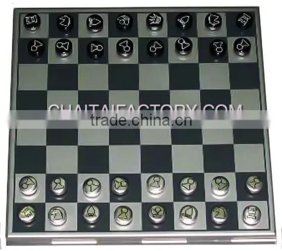 Travel Metal Magnetic 3 in 1 Chess Set With Backgammon and Checkers