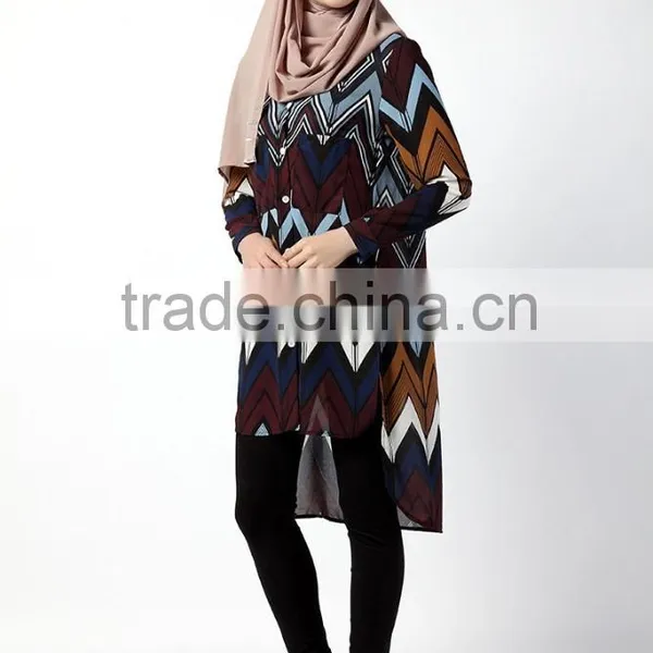 Modern Loose Chiffon Muslim Blouse Cardigan photo-3
