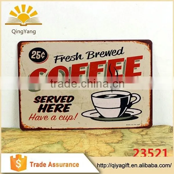 Custom Decorative Embossing Vintage Tin Plate Sign,coffee Tin Sign