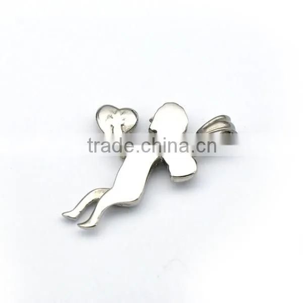 Simple Design Unisex Silver Wign Charm Jewelry Stainless Steel Angel Heart Pendant Necklace photo-2