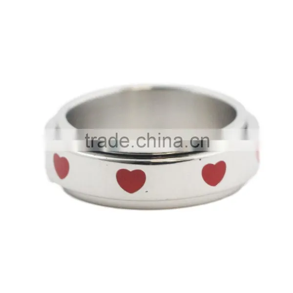 Wholesale Enamel Heart 3161 Stainless Steel Spinner Rings for Young Girl photo-2