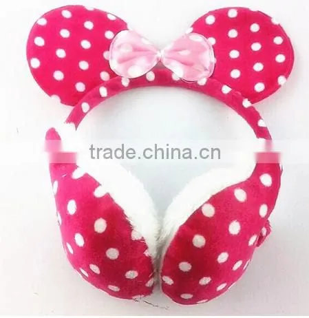 Girls Dots Plush Bowknot Soft Earmuffs photo-2