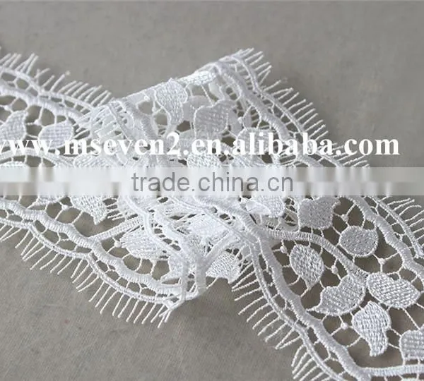 6cm Width High Quality 100% Polyester White Color Lace Trim Eyelash Lace Trim African Lace Embroidery Fabric for Wedding Dress photo-3