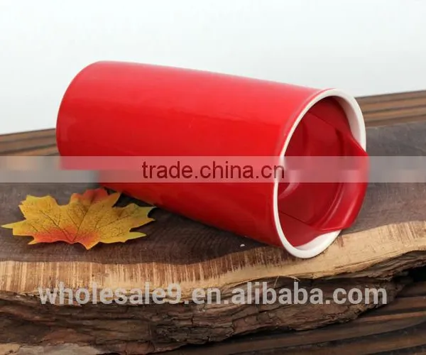 12oz Double Wall Ceramic Traveler, Ceramic Coffee Mug Tumbler photo-6