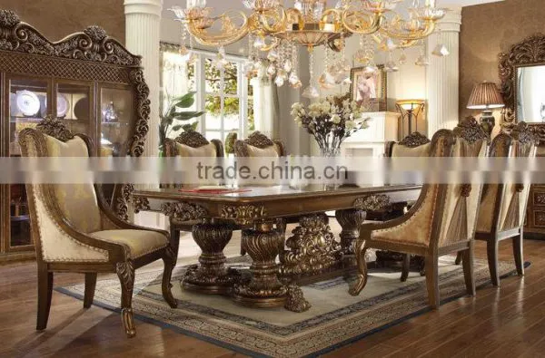 French Royal Style Solid Wood Round Dining Table Set With Upholstery Dining Chairs And Side Board Sets(MOQ=1 SET) photo-4