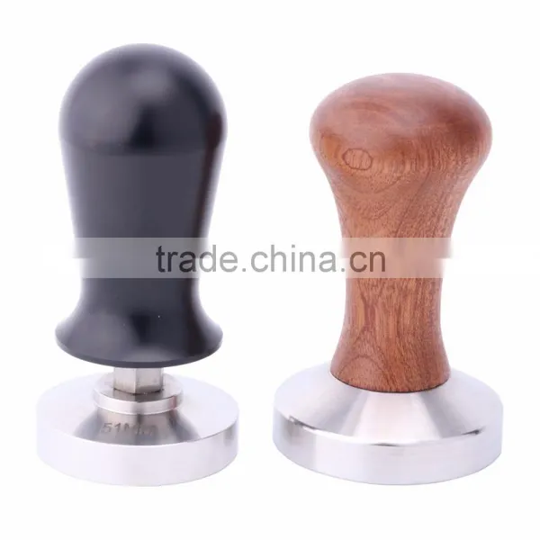 304 Stainless Steel Calibrated Pressure Tamper For Coffee And Espresso With Wooden Handle Brown photo-4