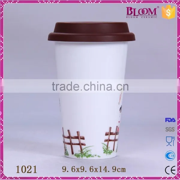 320ml Ceramic Coffee Travel Mug With Silicone Lid photo-2