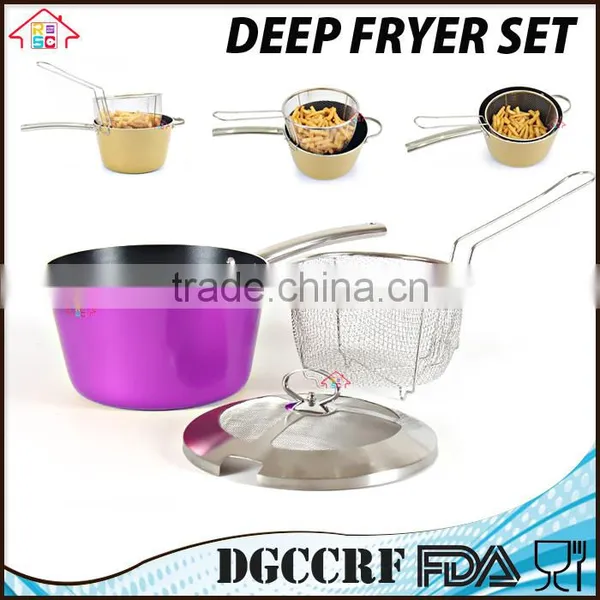 NBRSC Home Nonstick Covered Deep Fryer Aluminum Fry Pot and Basket With Stainless Steel Handle photo-4