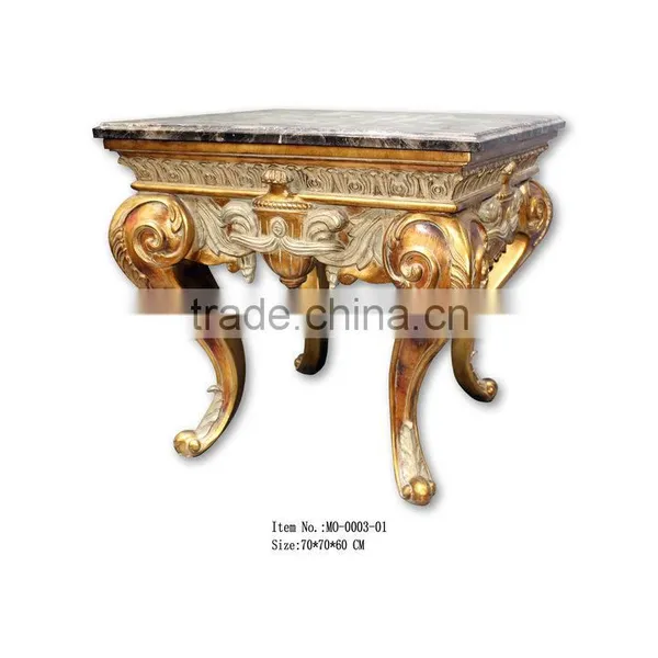 French Style Antique Small Side Table With Marble Top photo-5
