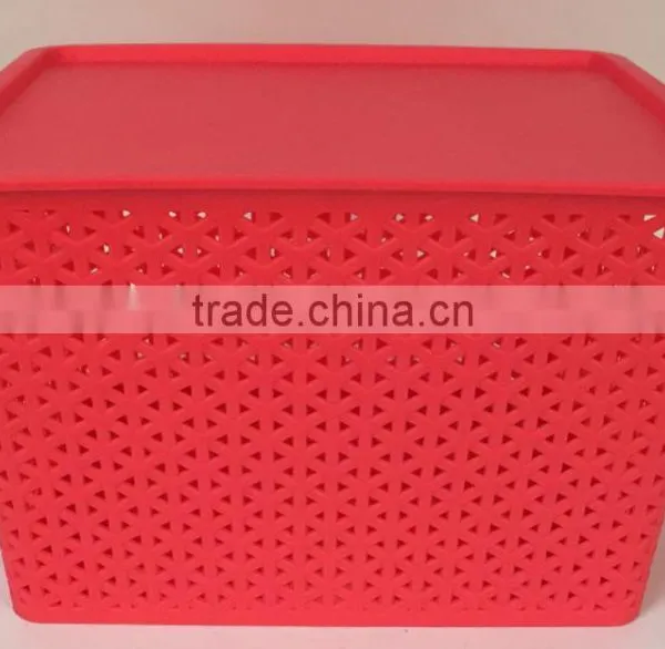 Medium Size Plastic Laundry Basket Storage Basket Clothing Bastet With Lid photo-5