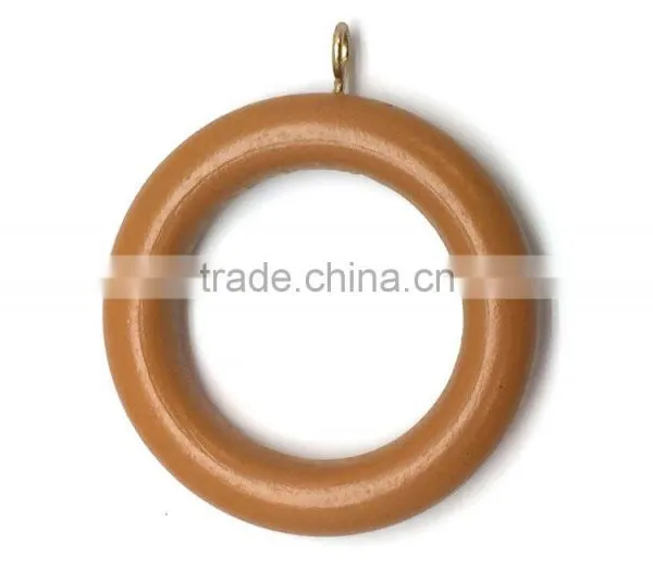 Smooth Wood Curtain Rod Ring With Screw Eye To Fit Curtain Poles Up To 35mm Diameter, Medium Brown Wood photo-2