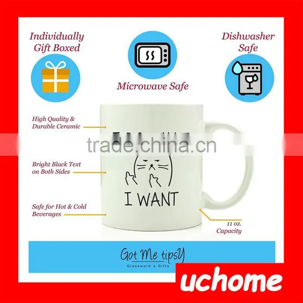 UCHOMEI Do What I Want Cat Funny 11oz Ceramic Coffee Mug Heart Shape Handle Coffee Mug Blank Sublimation Mug photo-3