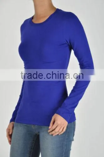 T-shirts Long Sleeve Plain Dyed Women Fashion Crew Neck Women Long Sleeve T-shirts photo-3