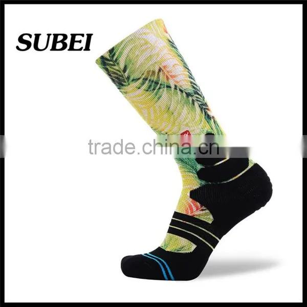 Coolmax Anti-bacterial Men Knee High Compression Fashion Photo Print Elite Basketball Socks Sport Stocking photo-5