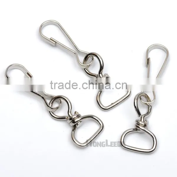 13mm Metal Iron Swivel Clasps Snap Two Hooks Rings Key Hooks DIY Key Chain Ring Nickle Color HK-014 photo-2