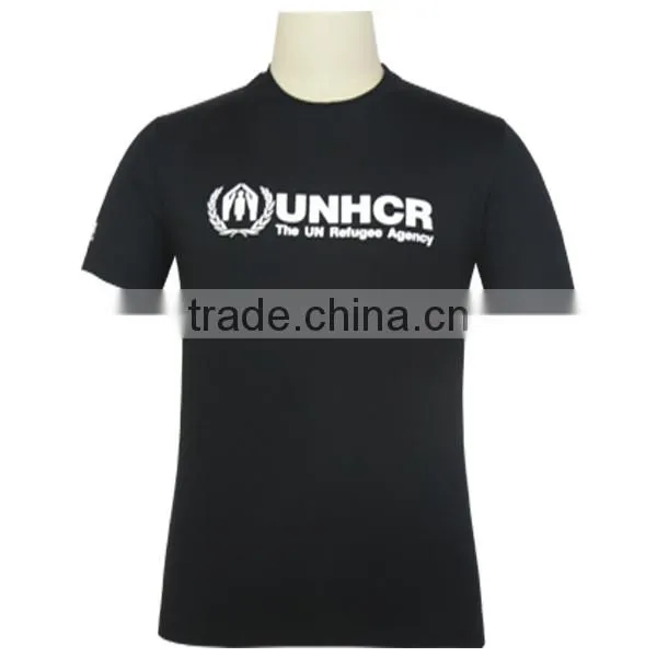Silk Screen Printing Short Sleeve Black Scoop Neck T Shirt For Men photo-2