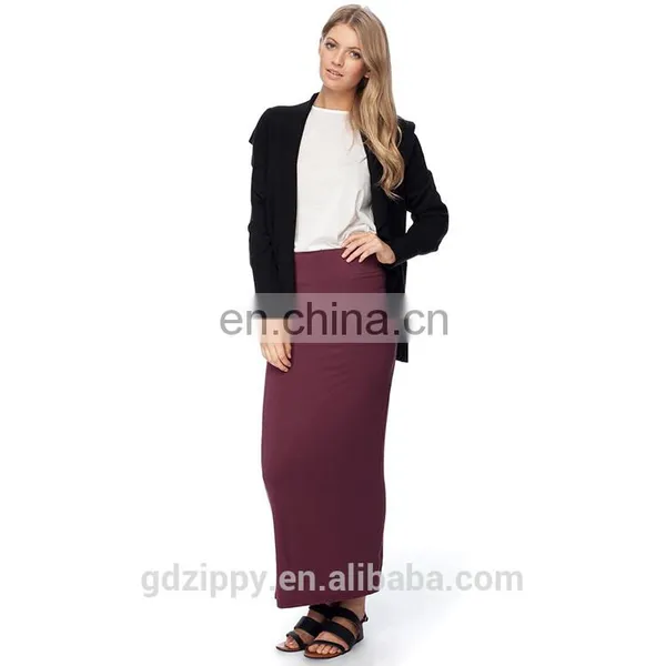 Wine Color Fashion Cotton Long Skirt For Women photo-5