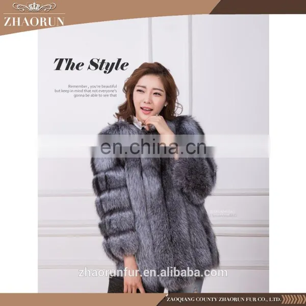 Winter Elegant Silver Fox Fur Coat Sexy Fur Jacket for Woman photo-2