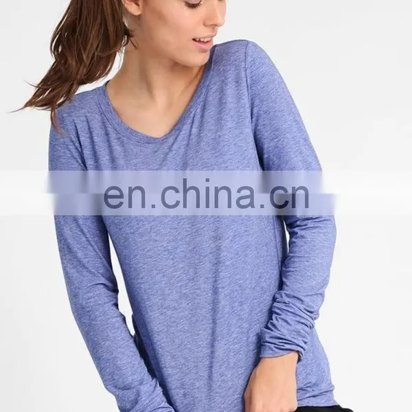 Pofessional Blank Design Women Long Sleeve Fitness Shirts Gym Custom Logo in Bulk With Thumb Cuffs photo-3