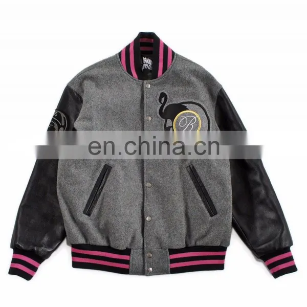 Wholesale New Style Plain Button Up Varsity Jacket Wool Varsity Jacket Baseball Jacket