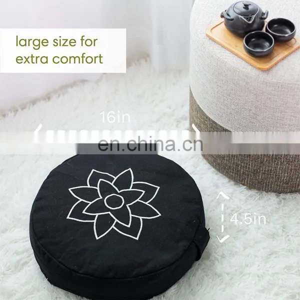 Large Meditation Cushion Pillow Zafu Yoga Bolster Meditation Pillows Buckwheat Hull Filled Round Cushion With Removable Cover photo-5