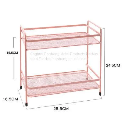Nordic Fashion Wrought Iron Double Table Top Kitchen Shelf Bathroom Cosmetic Storage Rack photo-4