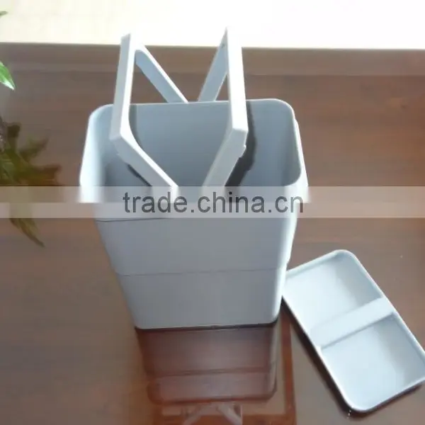 8L Plastic Trash Can With Lid and Handle, Waste Bin, Garbage Can photo-3