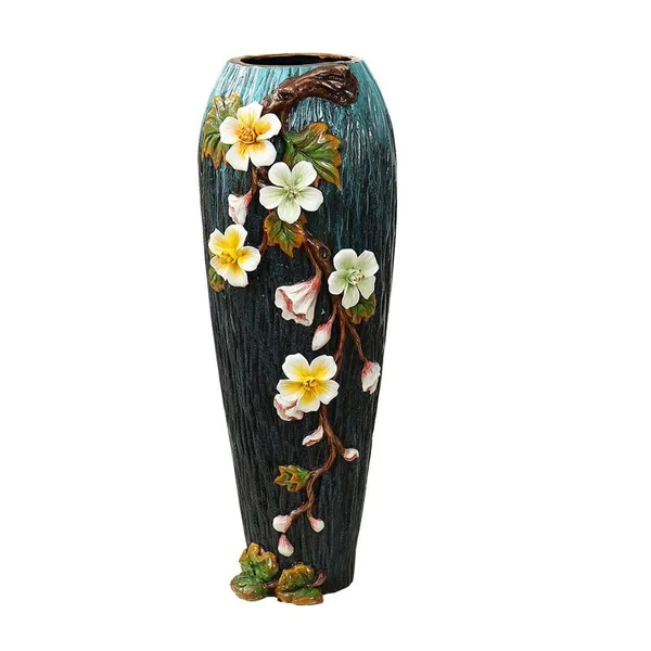 European Retro Hand Made Creative Soft Decor Green Ceramic Floor Vase For Office Hotel photo-5