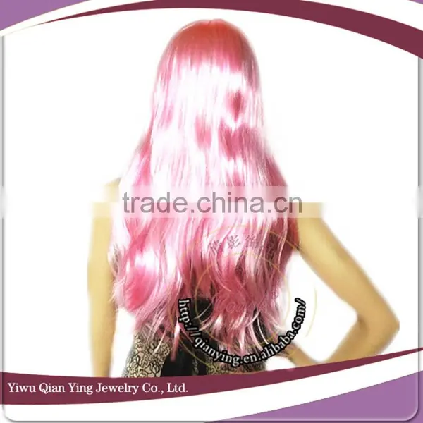 Cheap Long Pink Body Wave Party Wig photo-3