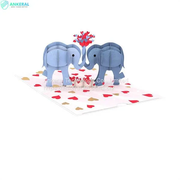 Love Elephants 3D Pop-up Card Best Valentine’s Day Pop-up Card Showing Love to my Girlfriend photo-2