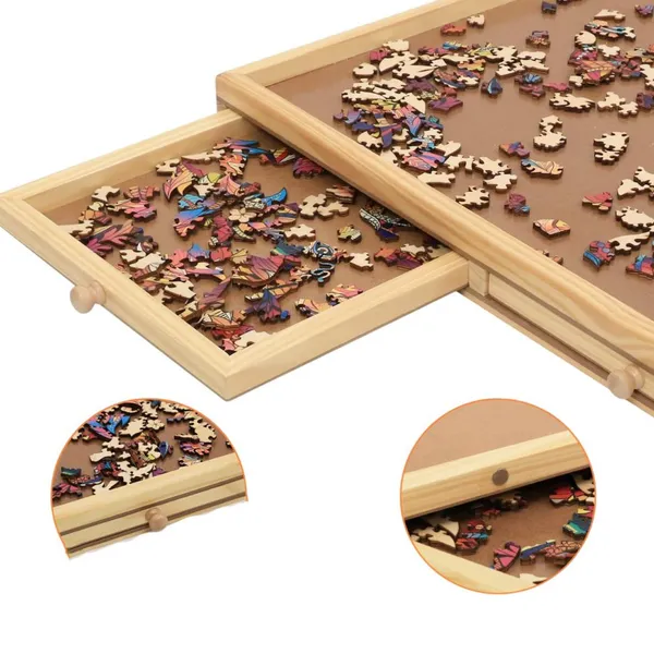 Wooden Jigsaw Puzzle Board Folding Table With Light With Sliding 4or6 Drawers Jigsaw 1000 Piece/1500pcs Foldable Puzzle Table photo-5