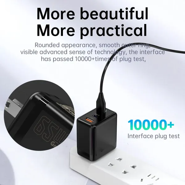 100 Вт многоразъемный GaN адаптер для путешествий с 1A+2C USB-разъемами для быстрой зарядки ноутбука