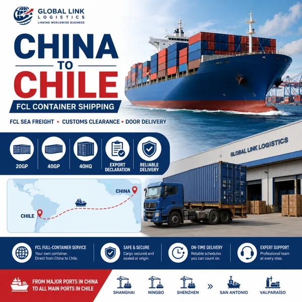 Servicio de envío de contenedores de carga completa (FCL) de China a Chile y trámite de aduanas