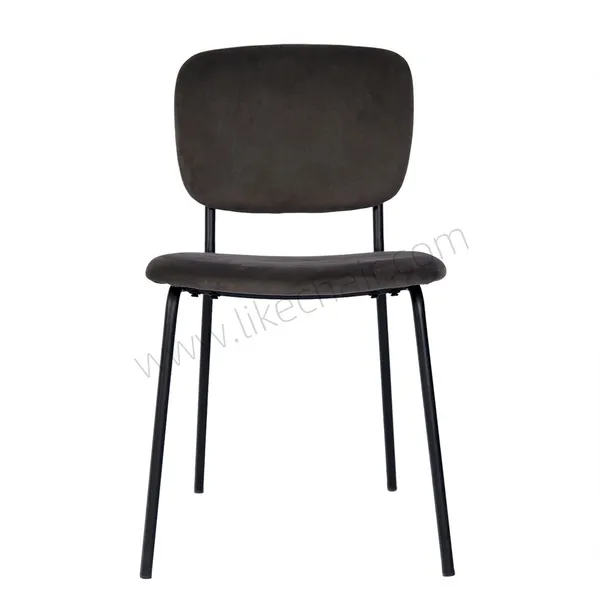 Luxury Modern Velvet Upholstered Dining Chair with Black Ripple Legs for Hotel Use