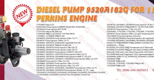 9520A182G / 9520A180G DP210 Fuel Injection Pump for Perkins Engines