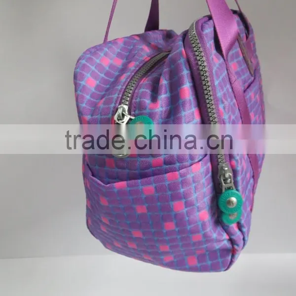 2016 New Korean Style Checked Fabric Purple Handbag Bag for Women Daily Shopping photo-3
