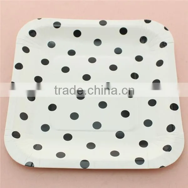 Birthday Party Supplies Disposable Paper Tableware Chevron Striped Dot Paper Plates photo-3