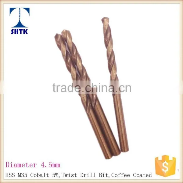 Professional HSS M35 Drill Bit , Dia 4.5mm, Coffee Coated Twist Drill photo-2