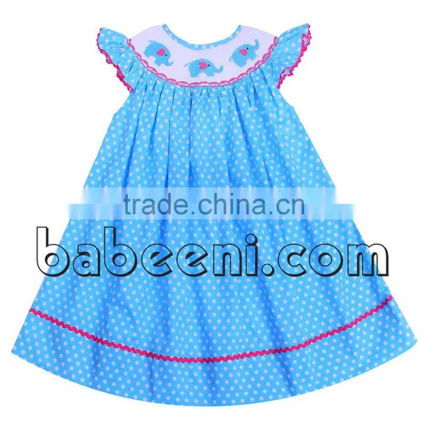 Sweet Elephant Hand Smocked Bishop Dress