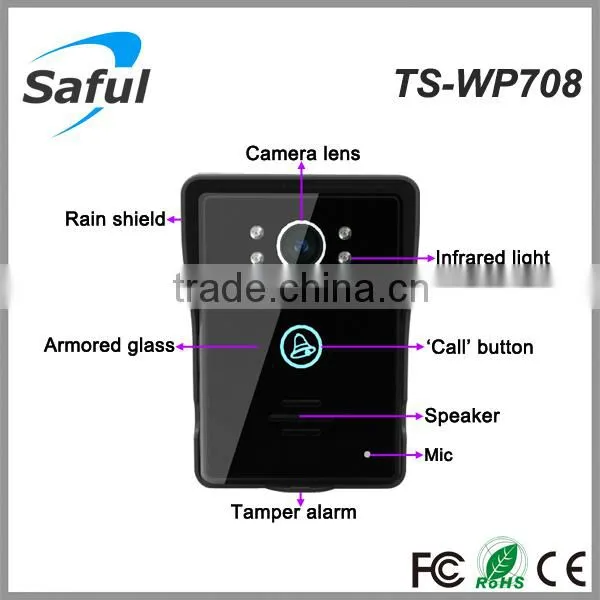 Saful Distinctive Product Battery Operated 2.4ghz Digital Wireless Intercom 7 Inch Color Video Door Phone photo-3